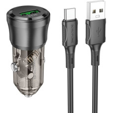 Borofone Car charger BZ23 Noble - USB - QC 3.0 PD 18W with USB to Type C black