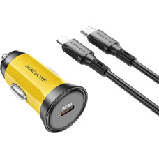 Borofone Car charger BZ26 Searcher - Typ C - PD 30W 3A with Type C to Lightning cable yellow