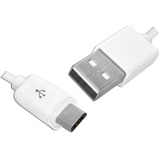 LTC PS USB -microUSB kabelis, 1 m, balts.