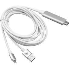 IPHONE MHL HDMI|Zibens+USB kabelis, 2M, HQ.