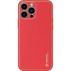 Dux Ducis Yolo elegant case made of soft TPU and PU leather for iPhone 13 Pro Max red