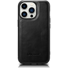 iCarer Leather Oil Wax case for iPhone 14 Pro Max leather case black (WMI14220720-BK)