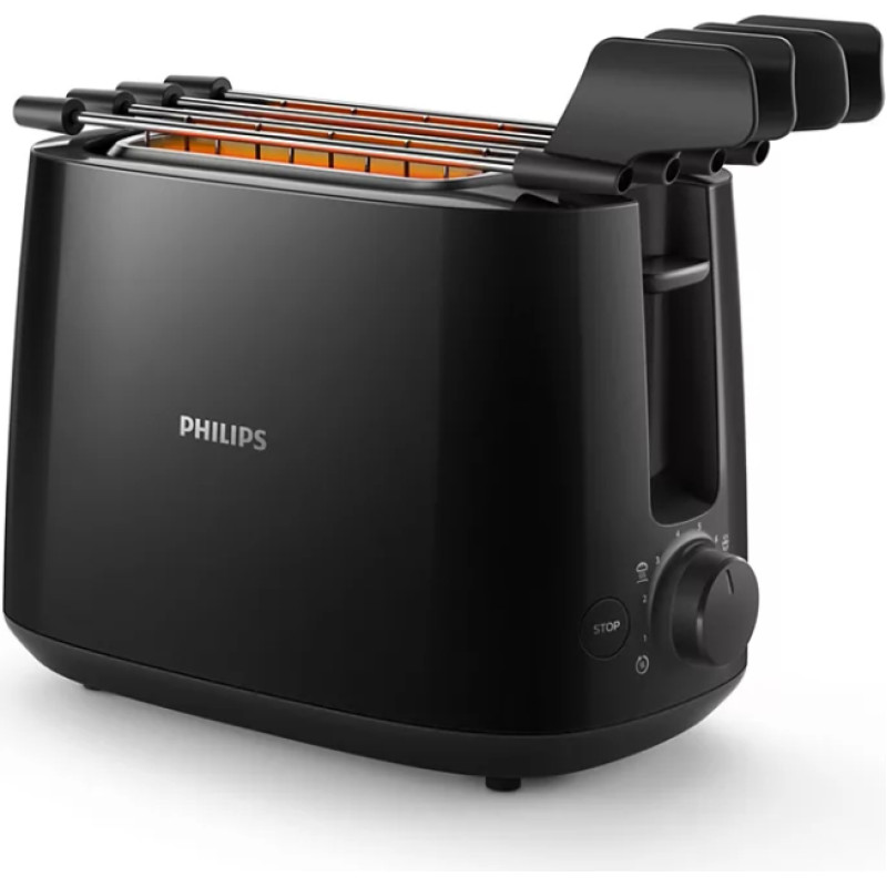 Philips Daily Collection Toaster HD2583|90  Plastic  2-slot  bun warmer  sandwich rack  black