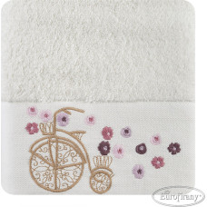 Towel Joy 70x140 01 krēms ar velo izšuvumu 500 gsm