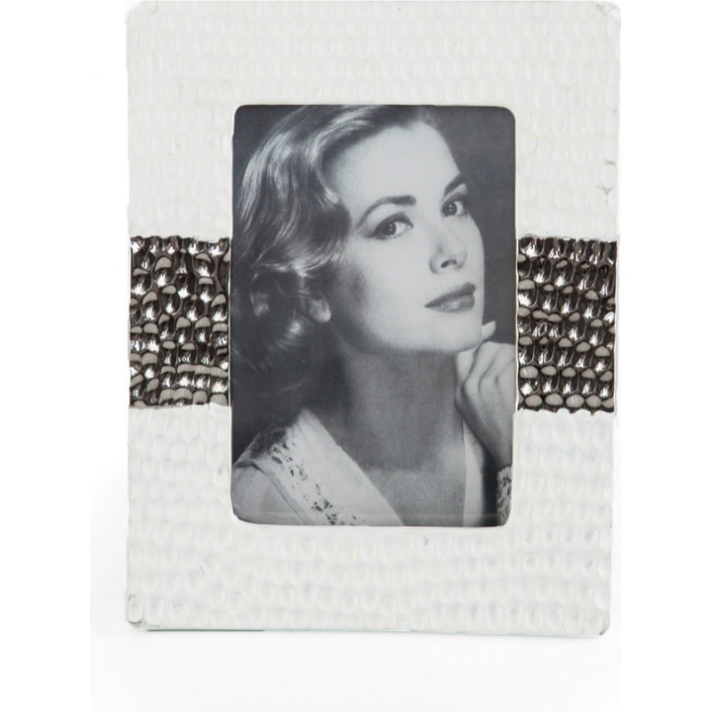 Foto rāmis 21x16x1 Sofia 02 keramikas balts sudrabs