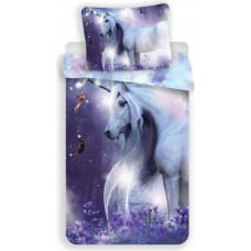 Tumsā mirdzoša gultasveļa 140x200 Unicorn zirga ponijs 3755 Unicorn kokvilnas spilvendrāna 70x90