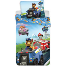 Kokvilnas gultas veļa 140x200 Paw Patrol Paw Chase Skye Marshall cars zila 9463 spilvendrāna 70x90