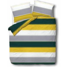 Flaneļa gultas veļa 160x200 Stripes 31484/2 pelēks zaļš dzeltens