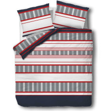 Flaneļa gultas veļa 220x200 Stripes 31488/2 tumši zila pelēka sarkana
