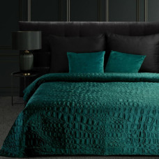 Dekoratīvais gultas pārklājs 280x260 Salvia 7 tumši tirkīza krāsa ar krokodila ādas motīvu Limited Collection