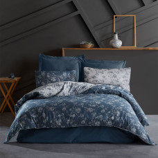 Kokvilnas gultas veļa 220x200 pavasara zili ziedi žakarda Cottonlove Jacquard
