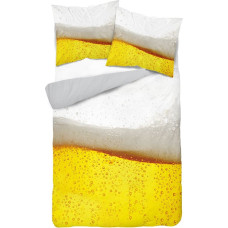 3D mikrošķiedras gultas veļa 160x200 dzeltens baltais alus ar putām 4219 A mikro 07