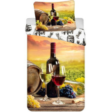 Kokvilnas gultas veļa 140x200 Vīna glāzes spilvendrāna 70x90