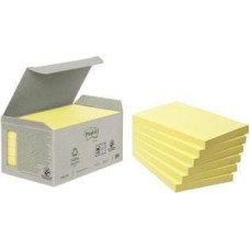Post-It 3M Ekologiczne karteczki samoprzylepne Post-it_ z certyfikatem PEFC Recycled, Żółte, 76x76mm, 6 bloczków po 100 karteczek,