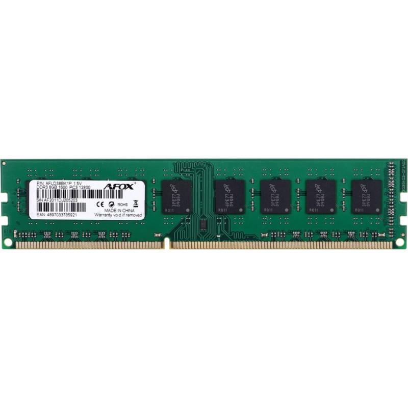 Afox DDR3 8G 1600 UDIMM memory module 8 GB 1 x 8 GB 1600 MHz