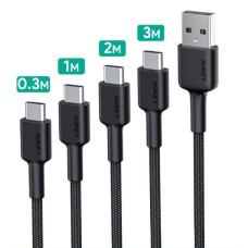 Aukey CB-CD39 USB cable 0.3m/1m/2m/3m USB 3.2 Gen 1 (3.1 Gen 1) USB-C USB-A Black 4 pcs.