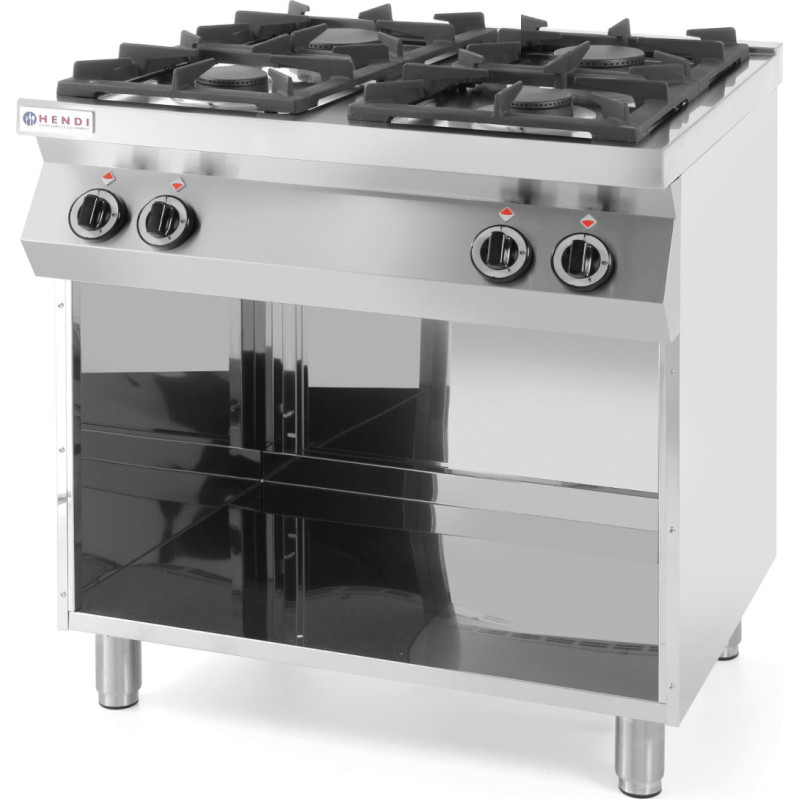 Hendi Kitchen Line 4 degļu gāzes plīts ar atvērtu pamatni, platums 800 mm 700 mm