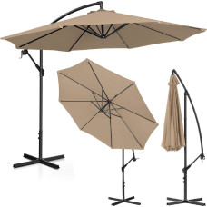 Uniprodo Dārza lietussargs uz rokas, apaļš noliecams, diam. 300 cm pelēkbrūns