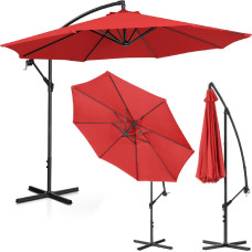Uniprodo Dārza lietussargs uz rokas, apaļš noliecams, diam. 300 cm sarkans
