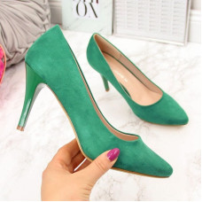 Sergio Leone Pumps on a suede green stiletto heel W