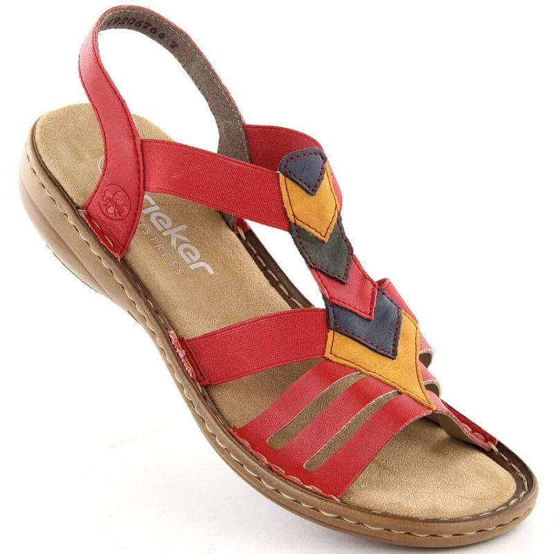 Rieker Comfortable sandals with elastic bands W RKR690 red