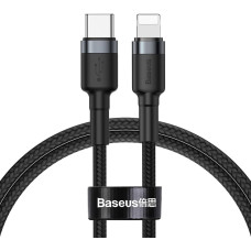 Baseus Izturīgs neilona kabelis USB-C PD Iphone Lightning 18W QC3.0 1m melns-pelēks