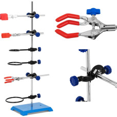 Steinberg Systems Laboratorijas statīvs ar piederumiem, 3 gredzeniem un 3 rokturiem