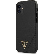 Guess GUHCP12SVSATMLBK Saffiano V Stitch Cover Aizsargapvalks Apple iPhone 12 Mini Melns