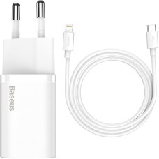 Baseus TZCCSUP-B02 tīkla lādētājs USB-C | 20W | 3A + USB-C -> Lightning datu un uzlādes vads balts