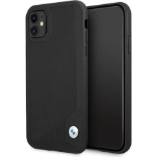 BMHCN61RCDPK BMW Signature Leather Debossed Stripes Case for iPhone 11 Black