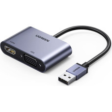 Ugreen USB konvertora adapteris - HDMI 1.3 (1920 x 1080 @ 60 Hz) + VGA 1.2 (1920 x 1080 @ 60 Hz), pelēks (CM449)