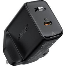 Acefast GaN charger (UK plug) USB Type C 30W, Power Delivery, PPS, Q3 3.0, AFC, FCP black (A24 UK black)