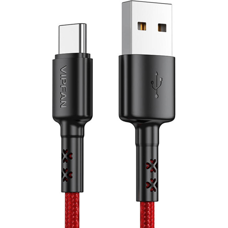 USB to USB-C cable Vipfan X02, 3A, 1.8m (red)