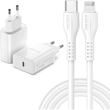 Wall charger Dux Ducis C60 - Type C - PD QC 3.0 20W 3A with Type C to Lightning cable white