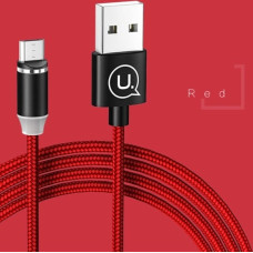 USAMS Kabel magnetyczny U-Sure microUSB 1m 2.1A pleciony czerwony|red SJ294USB02 (US-SJ294)