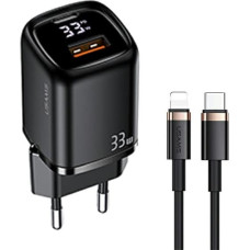 USAMS Ład. siec. 1xUSB-C+1xUSB T46 33W PD3.0 +QC3.0 Fast Charging +kabel U63 USB-C|Lightning czarny|black UDTZ01