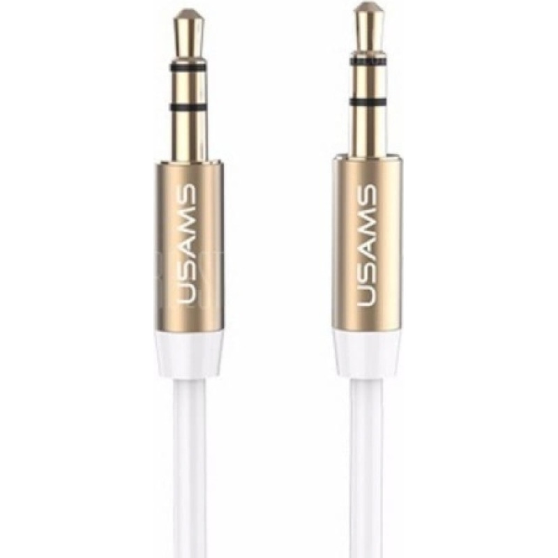 USAMS Adapter audio jack 3,5m - 3,5m 1m biały|white YP102 (YP-01)