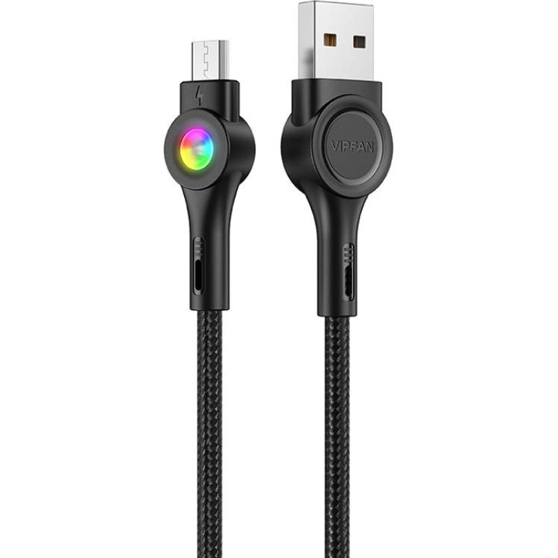 USB to Micro USB cable Vipfan Colorful X08, 3A, 1.2m (black)