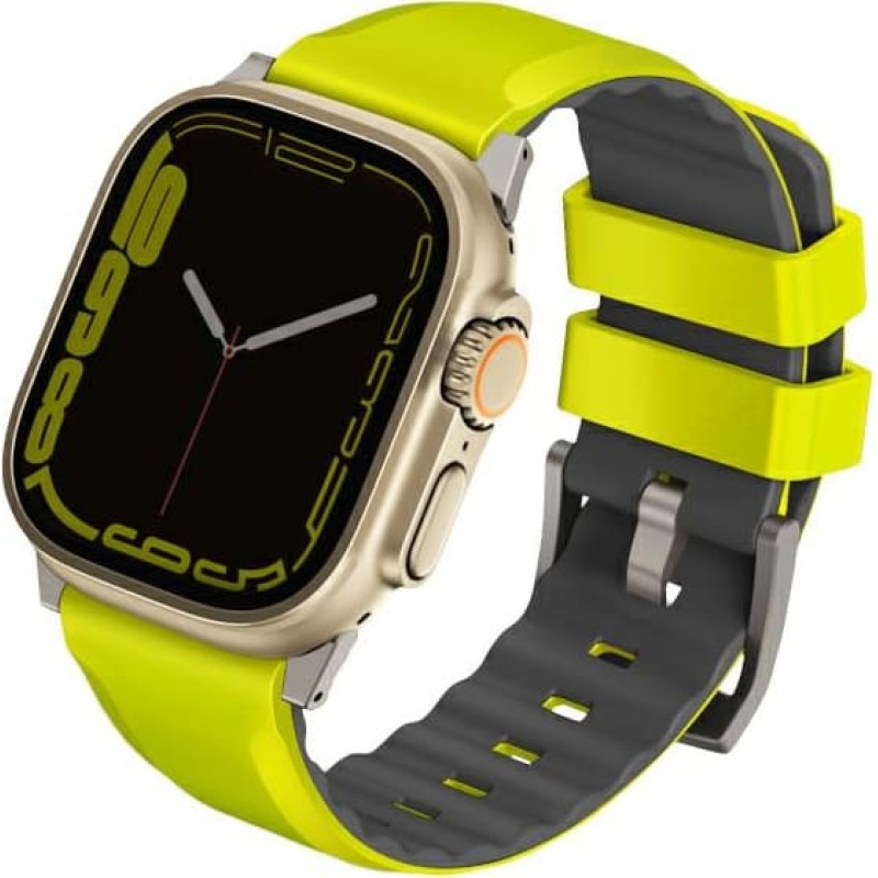 UNIQ pasek Linus Apple Watch Series 1|2|3|4|5|6|7|8|SE|SE2|Ultra 42|44|45|49mm Airosoft Silicone limonkowy|lime green