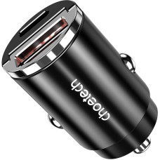 Car Charger Choetech TC0006 1x USB-A, 1x USB-C 30W PD 3.0 (black)