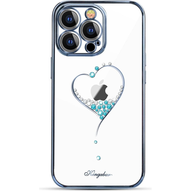 Kingxbar Wish Series silicone case with crystals for iPhone 15 Pro Max - blue