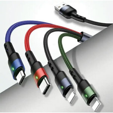 USAMS Kabel pleciony U26 4w1 1.2m 2A Fast Charge (2xlightning|microUSB|USB-C) SJ317USB01 (US-SJ317)