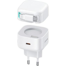 USAMS Ład. siec. 1xUSB-C ze zwijanym kablem USB-C (only head) PD+QC 35W Gan Fast Charging biały|white XMF Series CC202TC02 (US-CC202)