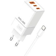 Beline Ład. siec. 2x USB-C + 1x USB 65W + kabel USB-C biały|white PD 3.0 + QC 3.0  BLN3CW65C GaN