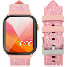 Kingxbar Crystal Fabric Band Strap Watch Bracelet 6 | SE | 5|4|3|2 (40mm | 38mm) Silicone Strap Crystal Band Pink