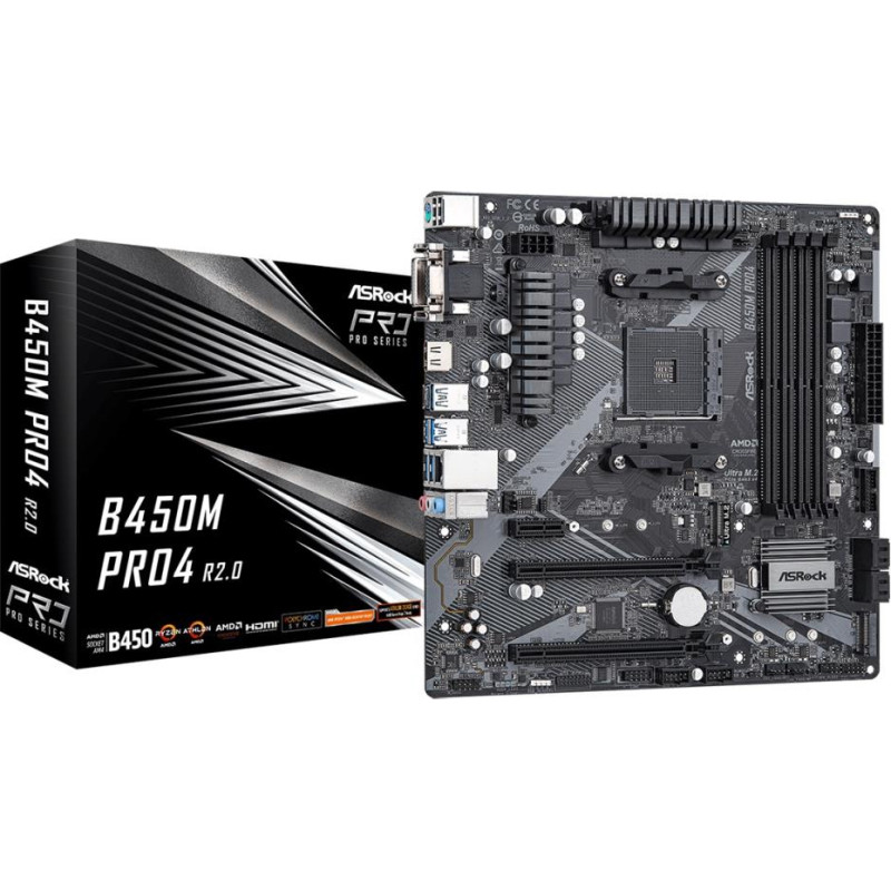 ASRock B450M Pro4 R2.0 (Motherboard  Micro-ATX  AMD AM4-Socket)