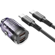 Borofone Car charger BZ29B Outstanding - 2xType C - PD 36W 3A with Type C to Lightning cable transparent-purple