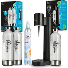 EXTRALINK SMART LIFE FAMILIJNY ZESTAW SATURATOR HYDROSPARK BLACK SJ-191B + 3xBUTELKA 1L + CYLINDER CO2 425G