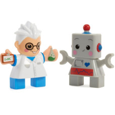 2 figūriņas Zinātnieks un robots bloķē vafeles