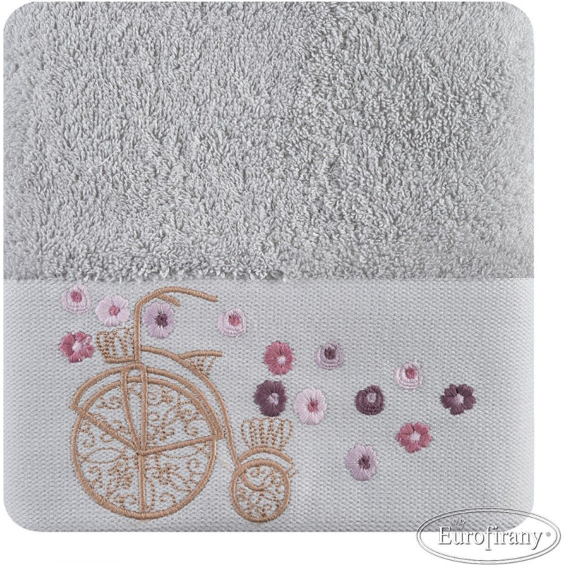 Towel Joy 70x140 02 sudrabs ar velo izšuvumu 500 gsm